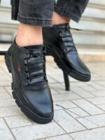 ⁦Demi boots  black en cuir véritable⁩ - الصورة ⁦5⁩
